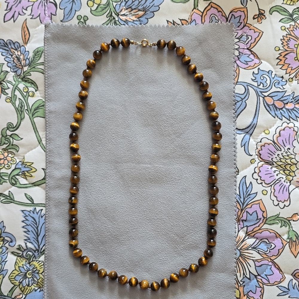 Genuine Hand-Knotted Tigers Eye Necklace - Picture 2 of 9